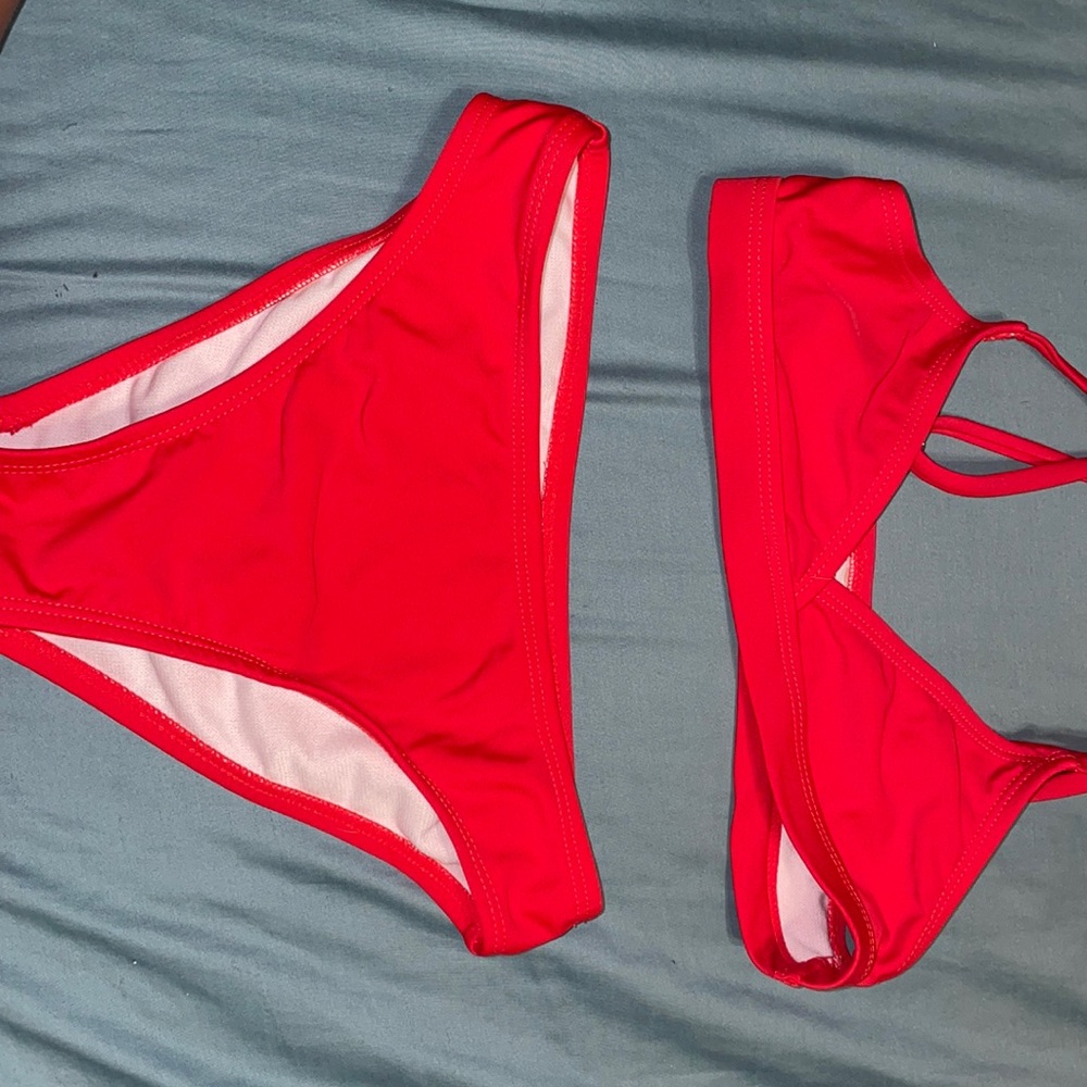 SHEIN Girls Red Two Piece Bathing Suit